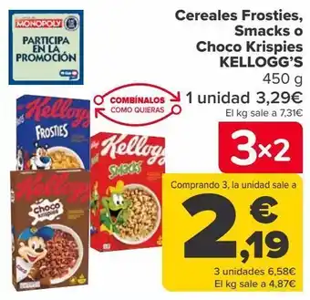 Carrefour Cereales frosties smacks o choco krispies kellogg's oferta