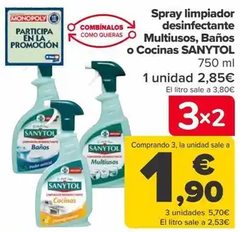 Carrefour Spray limpiador desinfectante multiusos, baños o cocinas sanytol oferta