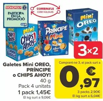 Carrefour Galletas mini oreo, príncipe o chips ahoy! oferta