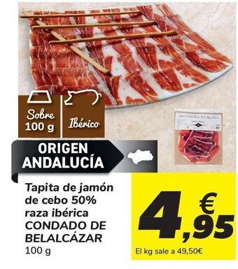 Carrefour Tapita de jamón de cebo 50% raza ibérica condado de belalcázar oferta