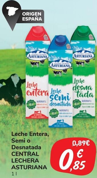 Carrefour Market Leche entera, semi o desnatada central lechera asturiana oferta