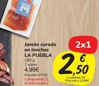 Carrefour Market Jamón curado en lonchas la puebla oferta