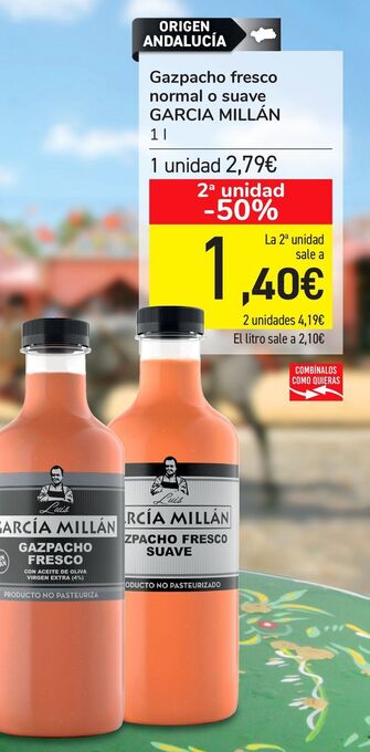 Carrefour Gazpacho fresco normal o suave garcia millán oferta