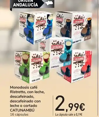 Carrefour Monodosis café ristretto, con leche, descafeinado, descafeinado con leche o cortado catanambú oferta