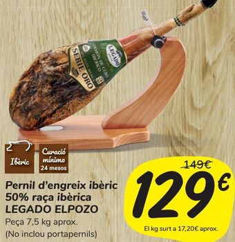 Carrefour Market Jamón de cebo ibérico 50% raza ibérica legado el pozo oferta