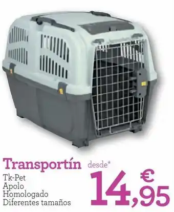 Transportín tk pet apolo homologado diferentes tamaños