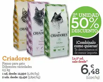 TiendAnimal Criadores pienso para gato diferentes variedades 2,5 kg oferta