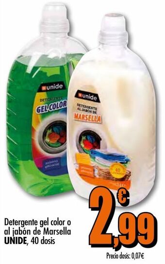 Unide Supermercados Detergente gel color o al jabón de marsella unide oferta