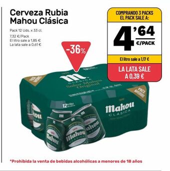 AhorraMas Cerveza rubia mahou oferta