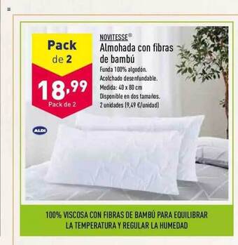ALDI Novitesse Almohada Con Fibras De Bambú oferta