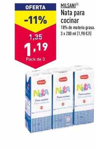ALDI Milsani Nata Para Cocinar oferta