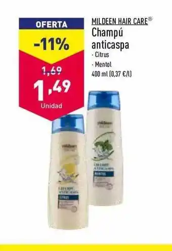 ALDI Mildeen Hair Care Champú Anticaspa oferta