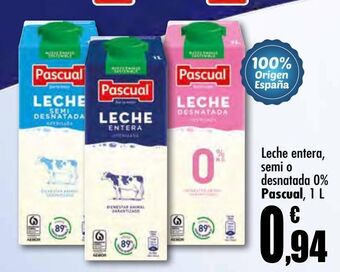Unide Supermercados Leche entera, semi o desnatada 0% pascual oferta