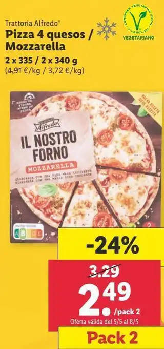 Lidl Pizza cuatro quesos trattoria alfredo oferta