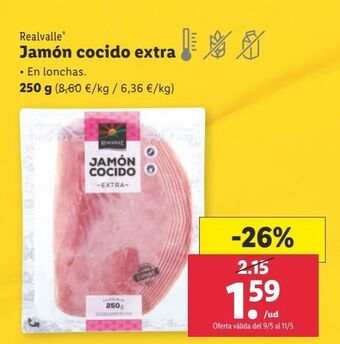 Lidl Jamón cocido extra realvalle oferta