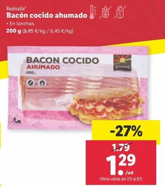 Lidl Bacon ahumado realvalle oferta