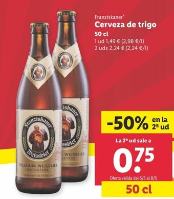 Lidl Cerveza de trigo franziskaner oferta