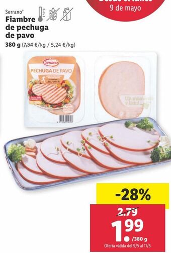Lidl Fiambre de pavo serrano oferta