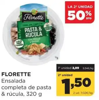 Alimerka Florette Ensalada completa de pasta & rúcula 320 g. oferta