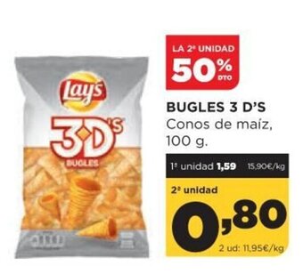 Alimerka Bugles 3 D'S Conos de maíz 100 g. oferta