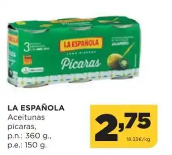 Alimerka La Española Aceitunas pícaras p.n 360 g. oferta