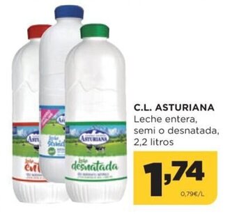 Alimerka C.L Asturiana Leche entera semi o desnatada 2,2 litros oferta
