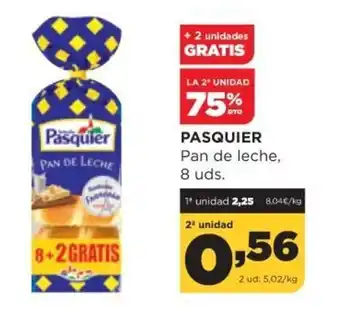 Alimerka Pasquier Pan de leche 8 uds. oferta