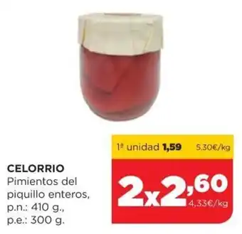 Alimerka Celorrio Pimientos del piquillo enteros p.n.: 410 g/p.e.: 300g oferta