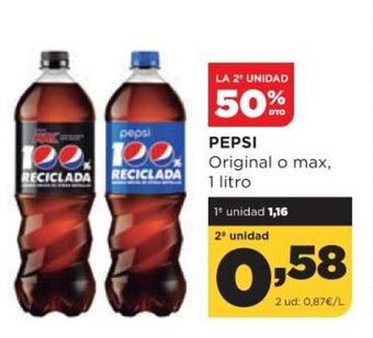 Alimerka Pepsi Original o max 1 litro oferta