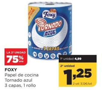 Alimerka Foxy Papel de cocina Tornado azul 3 capas, 1 rollo oferta