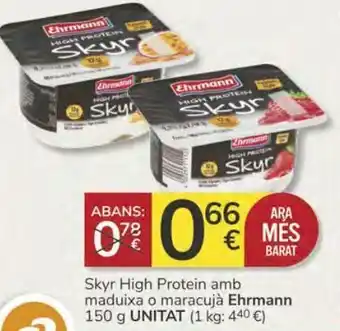 Consum Skyr high protein amb maduixa o maracujà ehrmann oferta