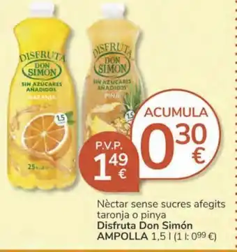 Consum Nèctar sense sucres afegits taronja o pinya disfruta don simón oferta