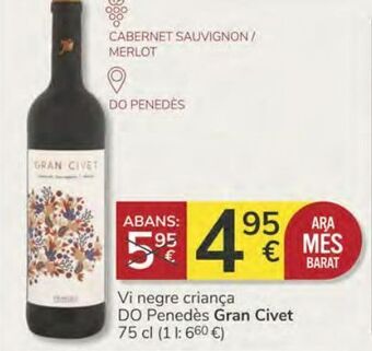 Consum Vi negre criança do penedès gran civet oferta
