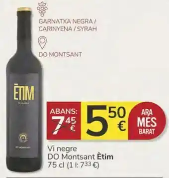 Consum Vi negre do montsant ètim oferta