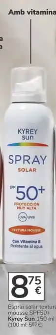 Consum Esprai solar textura mousse spf50+ kyrey sun oferta