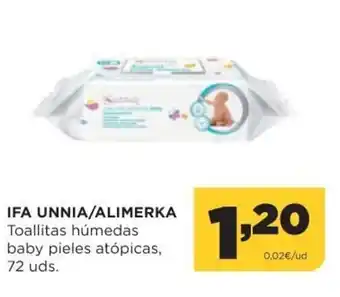 Alimerka IFA Unnia/Alimerka Toallitas húmedas baby pieles atópicas, 72 uds. oferta