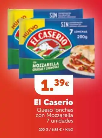 Dialprix El Caserio Queso lonchas con Mozzarella 7 unidades oferta
