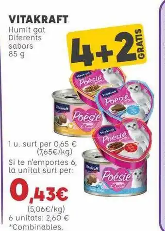 Kiwoko 4+2 Gratis Vitakraft Humit Gat Diferents Sabors oferta