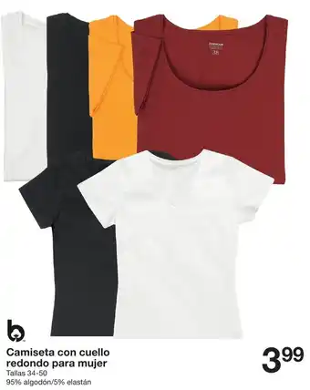 Zeeman Camiseta con cuello redondo para mujer Tallas 34-50 95% algodón/5% elastán oferta