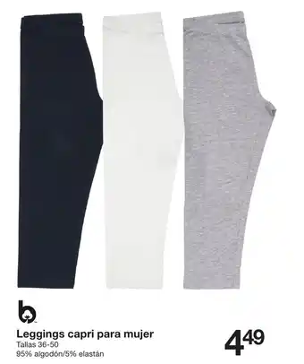Zeeman Leggings capri para mujer Tallas 36-50 95% algodón/ 5% elastán oferta