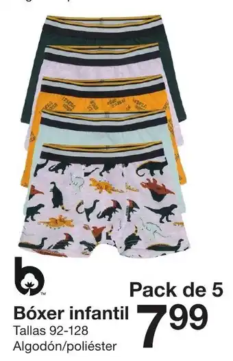 Zeeman Bóxer infantil Tallas 92-128 Algodón/poliester Pack de 5 oferta