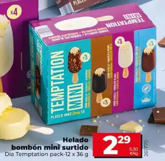 Dia Helado bombón mini surtido Dia Temptation pack-12 x 36 g oferta