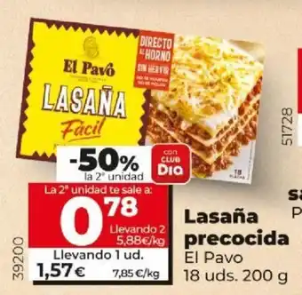 Dia Lasaña precocida El Pavo 18 uds. 200g oferta