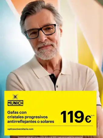 Optica Universitaria Gafas con cristales progresivos antirreflejantes o solares munich oferta