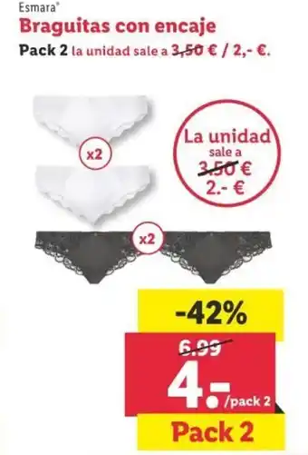 Lidl Esmara Braguitas con encaje Pack 2 oferta