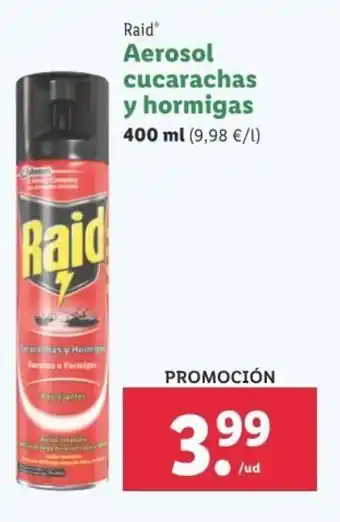 Lidl Raid Aerosol cucarachas y hormigas 400ml oferta