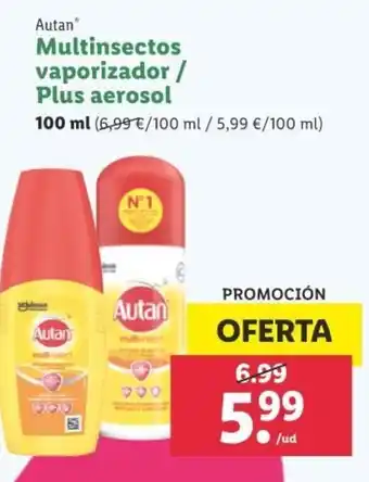 Lidl Autan Multinsectos vaporizador / Plus aerosol 100ml oferta