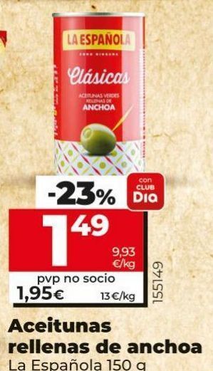 Maxi Dia Aceitunas rellenas de anchoa la española oferta