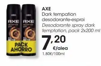 Eroski Desodorante spray dark temptation axe oferta