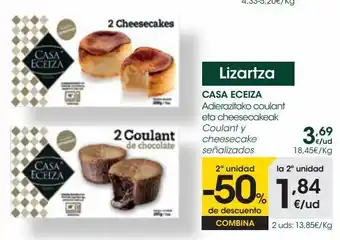 Eroski Coulant y cheesecake casa eceiza oferta
